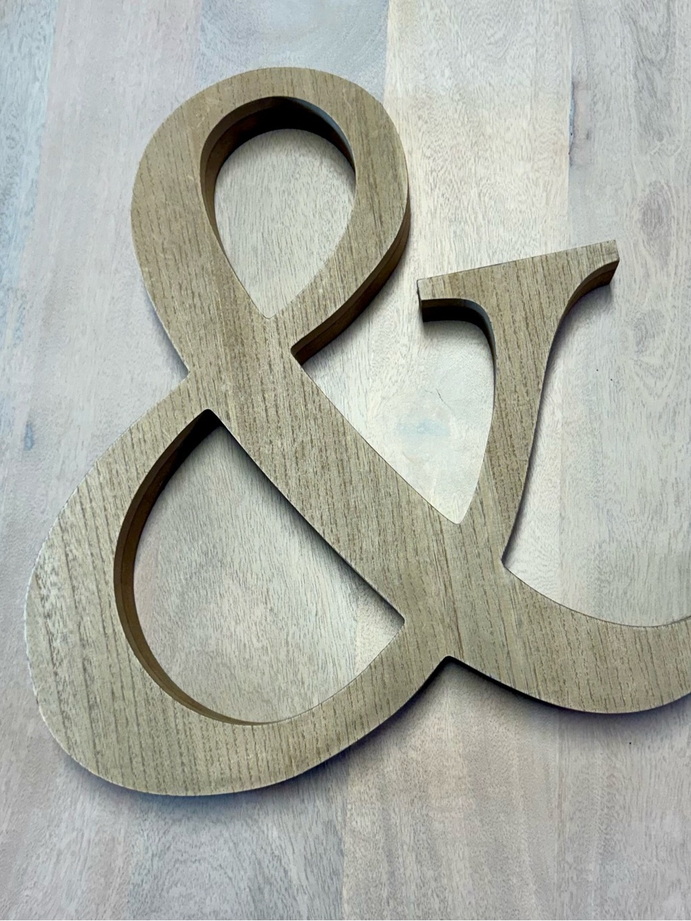 Large Wooden Ampersand in Light Wood Tone Wall Decor or Shelf Sitter